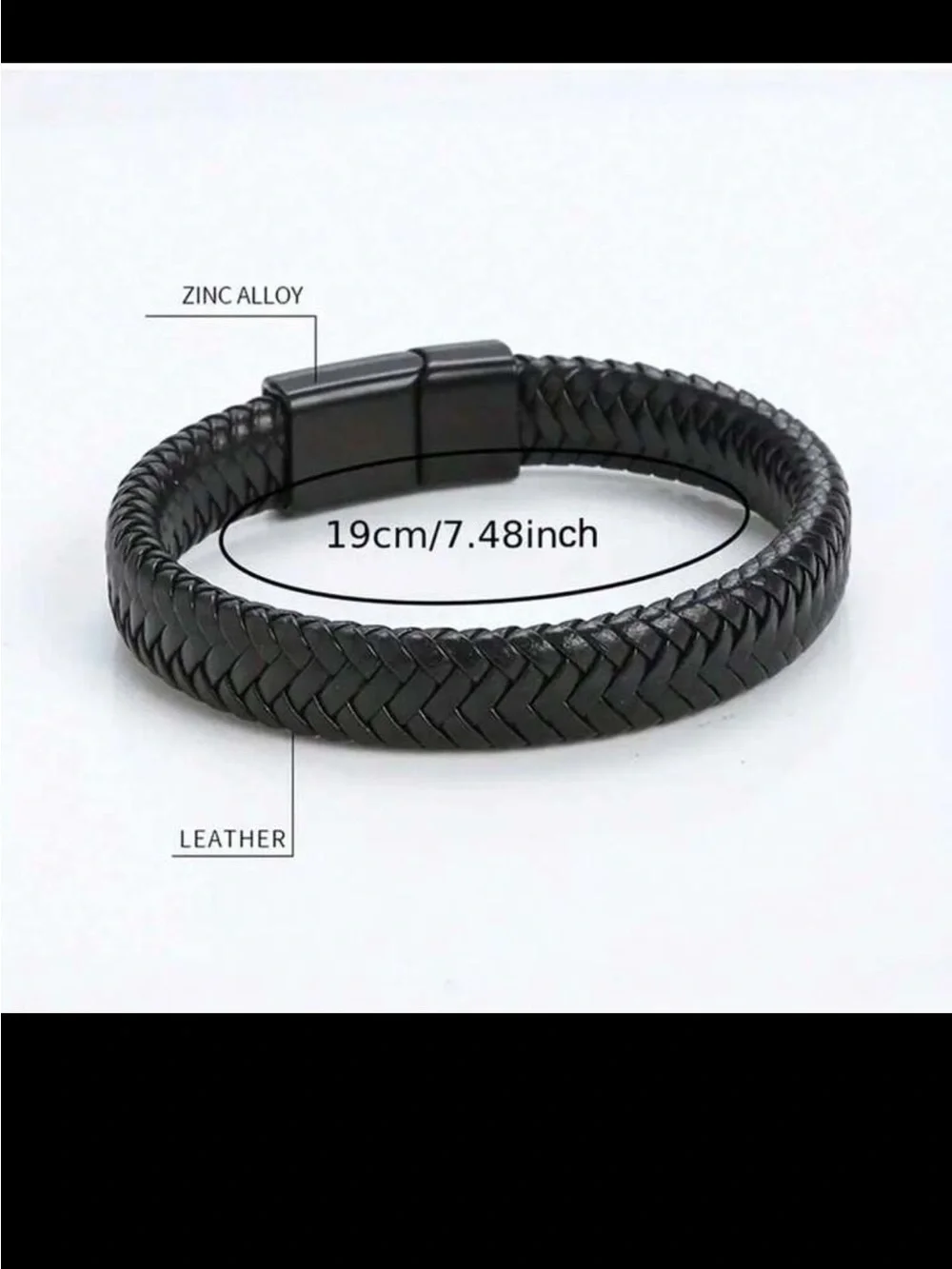 Men's Braided Vegan Leather Bracelet - Brown & Black